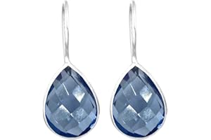 Handgemachte echte 925 Sterling Silber Tropfen Ohrringe Natürlicher Edelstein Onyx, Achat, Lapis, Karneol Birne Boho Schmuck für Frauen