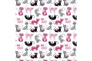 PINGIANER Tissu de couture 100 % coton pour enfant, blanc, noir, rose, 100 x 160 cm, 1 mètre, 100 % coton, vendu au mètre, pour l'artisanat et la couture