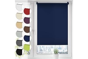 SONELLO Verdunkelungsrollo Klemmfix ohne Bohren 90cm x 130cm Dunkelblau Verdunklungsrollo Fensterrollo Rollo Seitenzugrollo Klemmrollo für Fenster & Tür