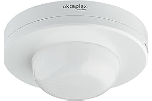 OKTAPLEX MOTION Oktaplex Pia Präsenzmelder Aussen & Innenbereich 360° Infrarot Bewegungsmelder IP65 230V Aufputz Bewegungssensor weiß