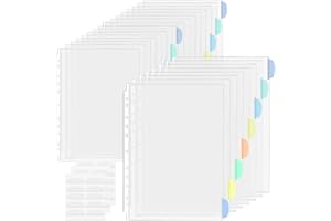 Vakki Buste Trasparenti A4 con Indice Colorato, Utilizzabili come Divisori per Raccoglitori A 4, Buste Porta Documenti A4 per Registri e Raccoglitori formato DIN A 4, 48 Pcs