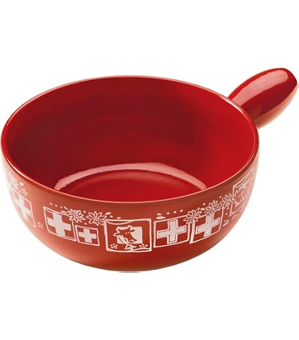 6 Fourchettes à Fondue Kuhn Rikon - Manche Rouge, Croix Suisse - Acier Inoxydable 28.5cm