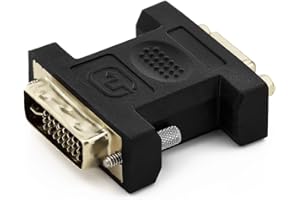 deleyCON VGA vers DVI-I Adaptateur - Prise VGA au Connecteur DVI-I pour Le Moniteur PC Projecteur Carte Vidéo - Noir