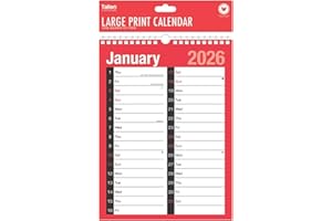 FIRST CHOICE KAYA 2026 Wallplanner R&B - A4 2 Column Month to View Slim Wallplanner Spiral Bound Calendar for Home Business Office School