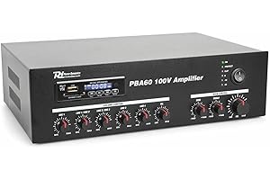 Power Dynamics PBA60 - Amplificateur Bluetooth, 60 Watts, 100 Volts, Télécommande, Radio, USB et SD, Lecteur MP3, Idéal pour la Musique et Les Discours