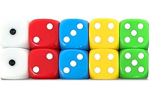 SMITH'S 2015 Smith’s® 10 Pack of Eco Friendly Dice | 16MM | 6 Sided Dice | No Harmful Materials | Rounded Edges for Smoother Rolling | 5 Beautiful Custom Colours