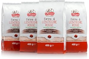 La Veronese | Farina di Lenticchie Rosse, Ideale per Vellutate e Creme, Ricette Dolci o Salate, Senza Glutine, Ricca di Proteine, Carboidrati e Sali Minerali, 4X400g