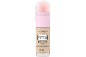 ‎MAYBELLINE Maybelline New York 4-in-1 Make Up mit Concealer, BB Cream, Highlighter und Primer, für einen perfekten Teint, Foundation mit leichter Deckkraft, Instant Perfector Glow, Nr. 01 Light, 20 ml