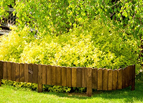 Rollboarder als Steckzaun in 200 cm Länge, Zaunhöhe 20 cm aus Holz als Beeteinfassung, Beetumrandung, Rasenkante oder Palisade – in Naturfarbe – wetterfest imprägniert, Farbe:braun - 3