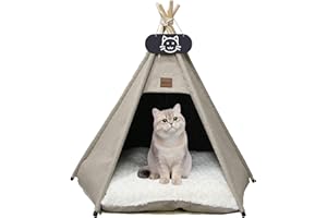 Whiwhi Namiot dla psów tipi z grubą poduszką, legowisko dla kota/psa, zdejmowany i nadający się do prania, namiot dla szczeniaków, domek zabaw, koty, namiot, 60 x 60 x 70 cm
