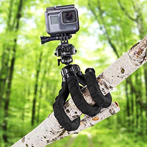 Mantona kaleido Flex leichtes Flex Stativ (mit hochwertigem 360Â° Kugelkopf, geeignet fÃ¼r Digital und Videokameras, Smartphones und Action Cams) night black