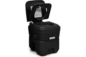COSTWAY 20L Toilette Portatile con Serbatoio d'Acqua Rimovibile a Maniglia, WC Chimico da Esterno per Campeggio, Water Portatile per Adulti e Anziani, Supporto Carico 200kg, 36 x 42 x 43 cm (Nero)