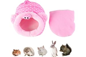 Urijk Panier pour Cochons d'Inde Adulte et Bébé en Peluche avec Coussin Amovible Ultra Doux et Confortable Nid Lit Maison Niche Grotte Abri Chaud pour Hérisson Hamster Chinchilla Écureuil Lapin Chat