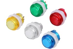 HEEPDD Taste, 5V LED beleuchtete Drucktaste mit Mikroschalter für Joystick Controller, 5 Stück Set für Spiele und DIY Projekte