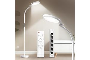 HOTTOERAK Lámpara de Luz Diurna Redonda, 10000 LUX Lámpara de Luminoterapia, Sin UV, 5 Colores y 5 Brillos para Oficina/Casa/Lectura