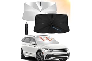 GEEKEO Parasol para Parabrisas de Coche, Rotación de 360° Parasol Paraguas Coche Plegable Parasol Delantero para Coche Resistir Rayos UV para Mayoría de Coches, SUV, Camiones (L(140 * 78 CM))