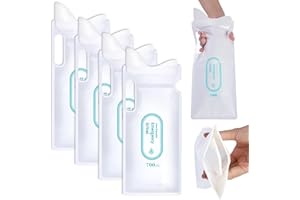 Kryzulax 4 Pezzi Sacchetti per Urina,Sacco Urina Monouso,Sacco Urina 700ml,Sacchetti Vomito da Viaggio,Urinatoio Portatile per Campeggio,Viaggi,Emergenza,Toilette da Viaggio
