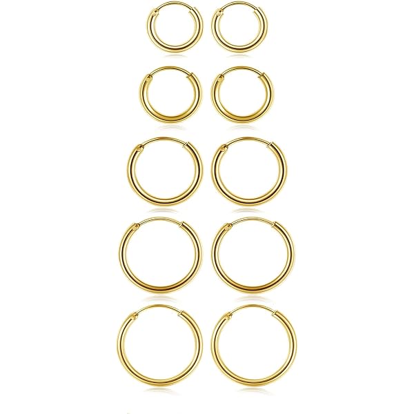 8pcs Faux Piercing Nez D-Shape - Acier Inoxydable - 8mm Et 10mm - Sans Perçage - Unisexe