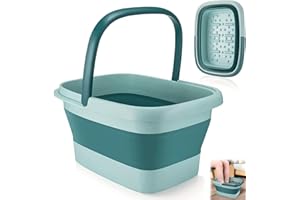 EHIOG Fußbad Fussbad, Faltbare Tragbare Fußbadewanne mit Griff, Fussbadewanne mit Massage,15L große Fußbäder Fussbadewanne Fußwanne mit Griff Tragbares,für Linderung von Müdigkeit (Hellgrün)