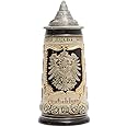 HAUCOZE Beer Stein Mug German Coats of Arms Drinking Stanley Viking Tankard with Petwer Lid for Birthday Gifts Men Father Husband 0.9 Liter