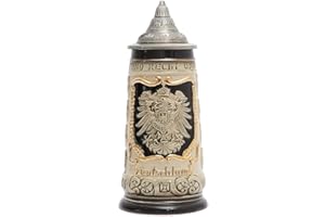 HAUCOZE Amoy-Art Boccale di Birra Tedeschi Germania Stemma Ceramica Beer Mug con Coperchio per Uomini 0.8 Liter
