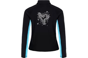 RUNQHUI Flicka konståkning jacka barn tröja med dragkedja fleece varm gymnastikrock dans