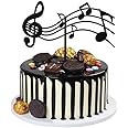 Music Notes Cake Toppers Acrylic,Guitar Cake Toppers,Musical Theme Birthday Party Supplies Rock Cupcake Topper (Black) for Kids Birthday Musician Party (Black-2)