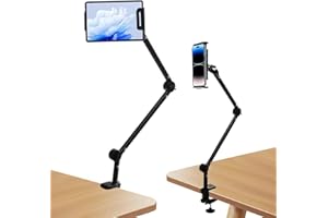 PIWOSGOL Support de tablette pour iPad, téléphone portable, tablette avec base en métal rotative à 360°, pour tous les appareils de 4,7 à 13 pouces