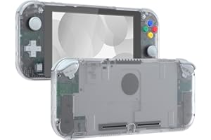 eXtremeRate Full Case für Switch Lite Console, DIY-Ersatz Gehäuse Hülle & Tasten & Schutzfolie Ersatzteile Shell Kit für Nintendo Switch Lite Spielkonsole (Transparent)