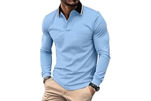 zitysport Poloshirt Langarm Herren Golf Atmungsaktives Schnelltrocknend Funktionsshirts T Shirts für Männer Sport Shirt Regular Fit Polohemd Langarmshirt Männer mit Brusttasche