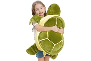 DALMAO 70CM Großes Plüschtier mit Meeresschildkröte, weiches Kuschelkissen mit Jumbo-Schildkröte, Cartoon-Kuscheltier, Meeresschildkröte, Geschenke für Jungen, Mädchen, Weihnachten, Geburtstag, Thanksgiving