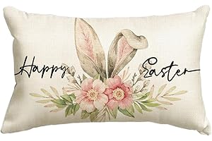 Artoid Mode Hasenohren Blumen Frohe Ostern Kissenbezug, 30x50 cm Frühling Sommer Saisonnal Zierkissenbezug Couch Wohnzimmer Deko