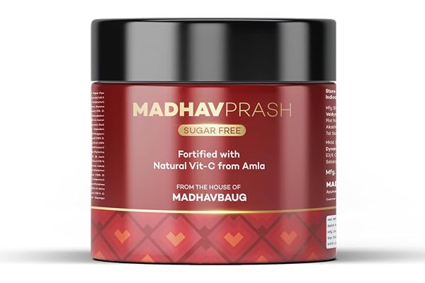 Madhavbaug Wellness Madhavprash Ayurvedic Sugar-Free Chyawanprash 40+ Herbs 80x Vit C from Amla High in Antioxidants Boosts Energy, Immunity & Heart Function ORAC 63000+ 350g (Pack of 1)