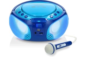 Lenco SCD-650 - tragbares CD-Radio - Kinder-Boombox - USB & Mikrofon - 6 Watt Boombox - USB Playback - AUX - FM Radio - Blau