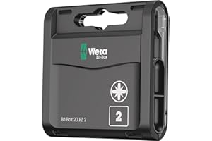 Wera Bit-Box 20 H PZ2 Extra Hard bits for drill/drivers, 25mm, 20pc pack, 05057760001 , Black