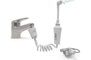 WATER POWERED Jet dentaire SOWASH TRAVEL, Se connecte au robinet, Hydropulseur Dentaire Sans piles ni électricité, Tête Vortice avec Triple Jet Convergent + Adaptateur de Voyage Addy, Produit italien
