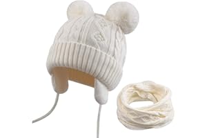 VUCDXOP Set di Sciarpa + Cappello per Bambini, Cappello Lavorato a Maglia per Ragazze + Sciarpa a Tubo, Cappello Invernale per Bambino, Cappello Berretto con Sciarpa Set, Sciarpa Invernale