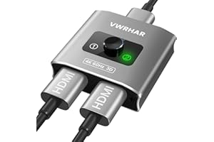 VWRHAR HDMI Splitter, HDMI Switch 4K@60Hz,Aluminum HDMI Splitter 2 In 1 out / 1 In 2 out, Supports 4K 3D 1080P Dobly, HDMI Switcher for Fire TV Stick,Xbox, PS5/4/3, Blu-Ray,DVD,TV, Projector