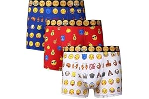 Louise23 3pairs Mens Novelty Emoji Faces Gift Idea Design Cotton Lycra Boxer Shorts Underwear Trunks Emoji Size Small