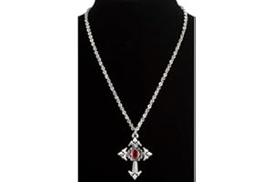 W WIDMANN MILANO Party Fashion 7510K - łańcuszek, gotycki krzyż z czerwonym klejnotem, biżuteria, naszyjnik, Halloween, impreza tematyczna, karnawał