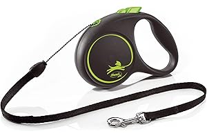 FLEXI - FU12C5-251 -S CG - Dog leash - Board leash - Cat leash - with a comfortable braking system - Black lace belt design - 3 m