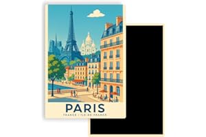 FITYO Magnet Frigo Ville Touristique de France Style Affiche rétro – 90 Modèles au Choix – Souvenirs Vacances – Aimant Réfrigérateur – Cadeau Original (Paris)