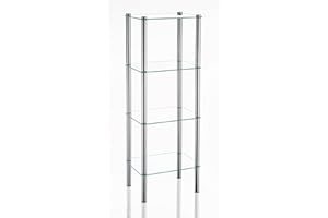 ‎KELA Kela 18051, Regal, 4 Etagen, Metall/ Sicherheitsglas, 40x 30x 106 cm, Lars, Verchromt