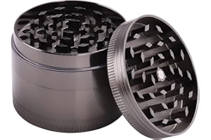 Kinstecks 2.1"Herb Grinder Macinacaffè per spezie in Alluminio da 4 Pezzi con Raschietto per polline Perfetto per i buongustai Che desiderano l'eccellenza culinaria-Metallico