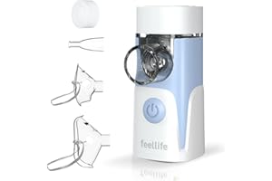 ‎FEELLIFE FEELLIFE Inhaliergeräte für Erwachsene, Inhalationsgerät, Vernebler Inhaliergerät, Inhalator Inhaliergerät Erwachsene Baby Kinder Deutscher KI-Chip Leiser Zerstäuber Airpro Go (Blau)