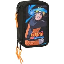 Safta - Trousse Scolaire Triple Compartiments Naruto - 22x3x12 Cm - Noir - Enfant/Ado - 2