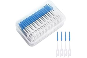 MIVAIUN 200 Piezas Cepillo Interdental,Palo de Hilo Dental de Silicona de Doble Cara,Limpiador de Dientes Dental,Palillos de Dientes Entre Dientes,Herramienta de Limpieza de Dientes(Azul)