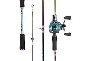 Sougayilang Spinning Fishing Combo, 2-section Colorful Poratble Light Weight Fishing Rod with Super Smooth Fishing Reel for Freshwater Saltwater