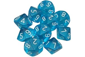 Febbya Dadi Poliedrici,10 Pack Dadi da Gioco Poliedrici Set Doppio-Colore di D10 per DND MTG Rpg Dungeons e Dragons Pathfinder Marmo Blu