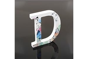 GSPIRIT Pittura floreale Lettere decorative di legno, 26 Marquee Alfabeto Lettere DIY Parole Segno per i bambini Nome del bambino Ragazze Camera da letto Matrimonio Festa di compleanno Home Decor (D)